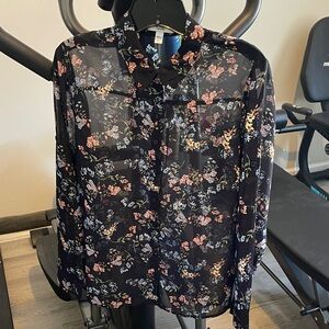 Express Blue Floral Button Down Shirt. Like New!